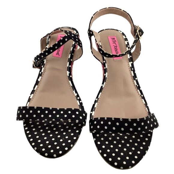 Betsey Johnson Pima‎ Wedge Sandals Size 9.5 Polka Dot Rainbow Polka Dot - Picture 3 of 8